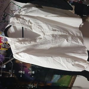 VINTAGE PLUS SIZE White Embroidery Blouse